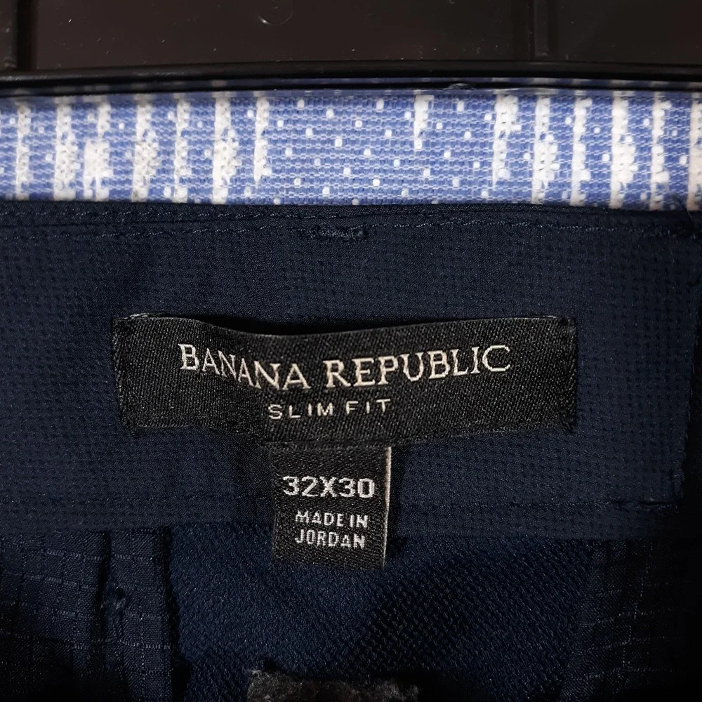 Banana Republic Chino Pants Mens 32 x 30 Slim Fit Blue Lightweight Polyester